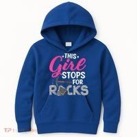 This Girl Stops For Rocks Rock Collector Geode Hunter Kids Hoodie thumb 0