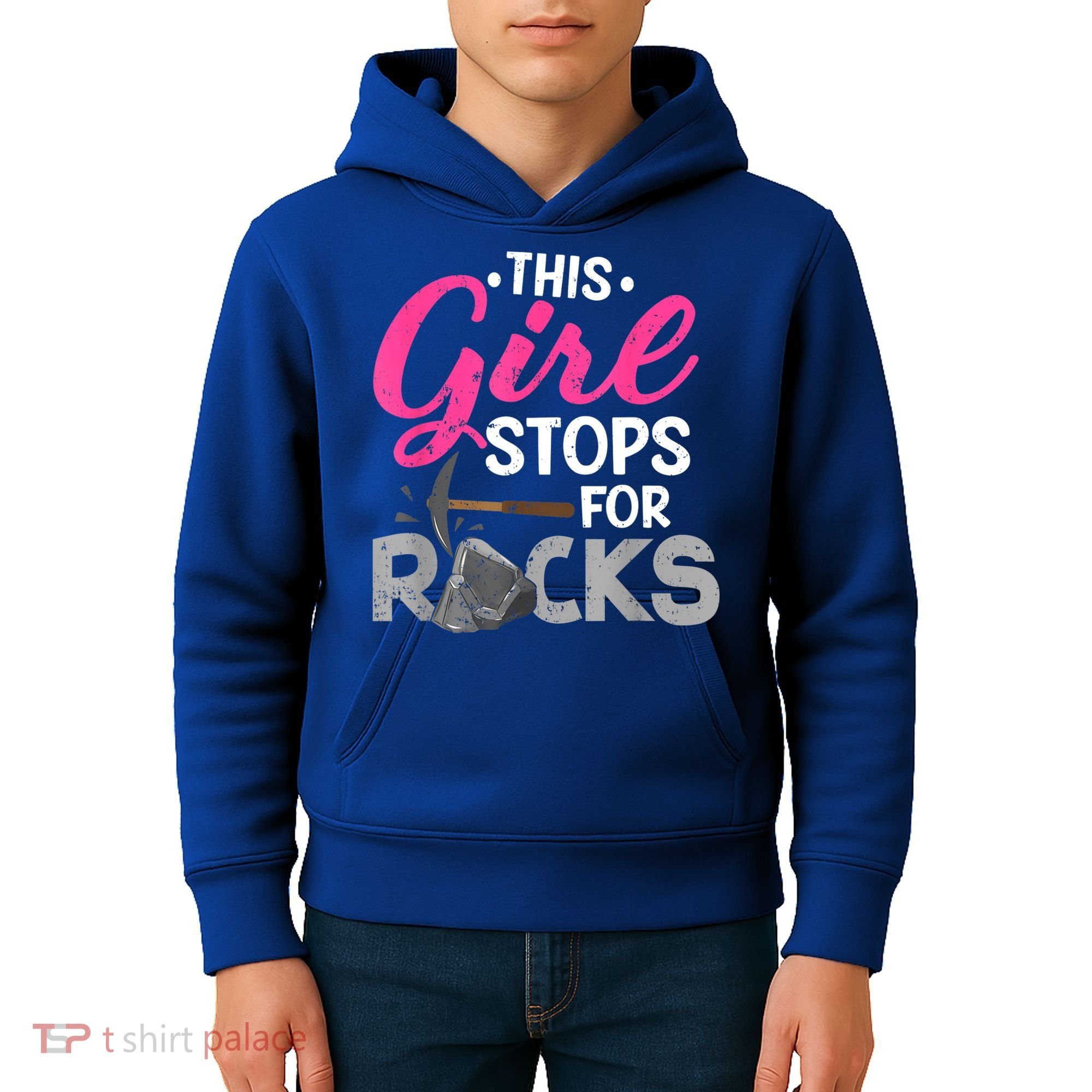 This Girl Stops For Rocks Rock Collector Geode Hunter Kids Hoodie