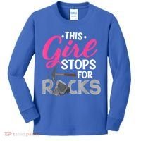 This Girl Stops For Rocks Rock Collector Geode Hunter Kids Long Sleeve Shirt thumb 0