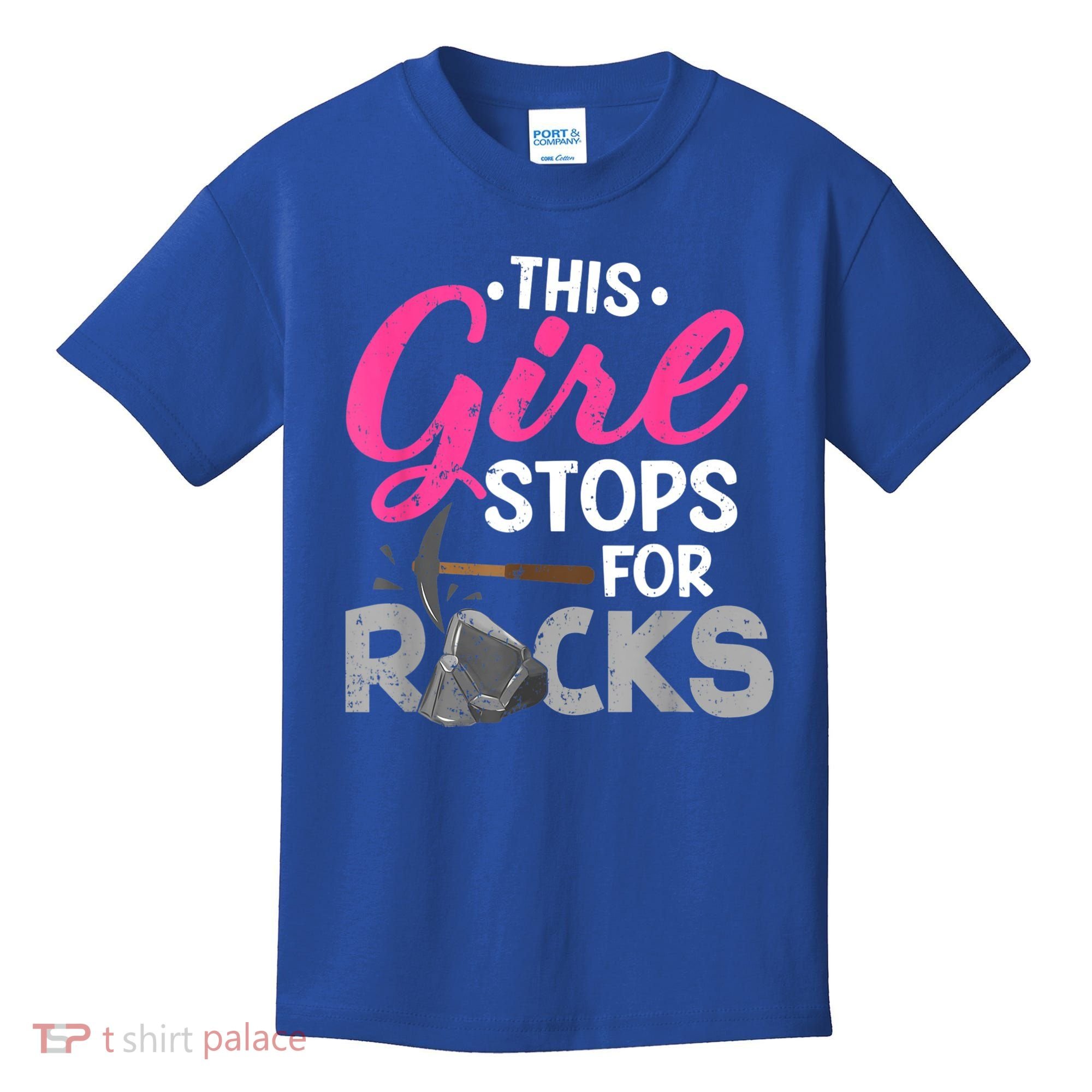 This Girl Stops For Rocks Rock Collector Geode Hunter Kids T-Shirt