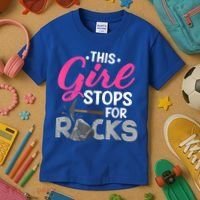 This Girl Stops For Rocks Rock Collector Geode Hunter Kids T-Shirt thumb 3
