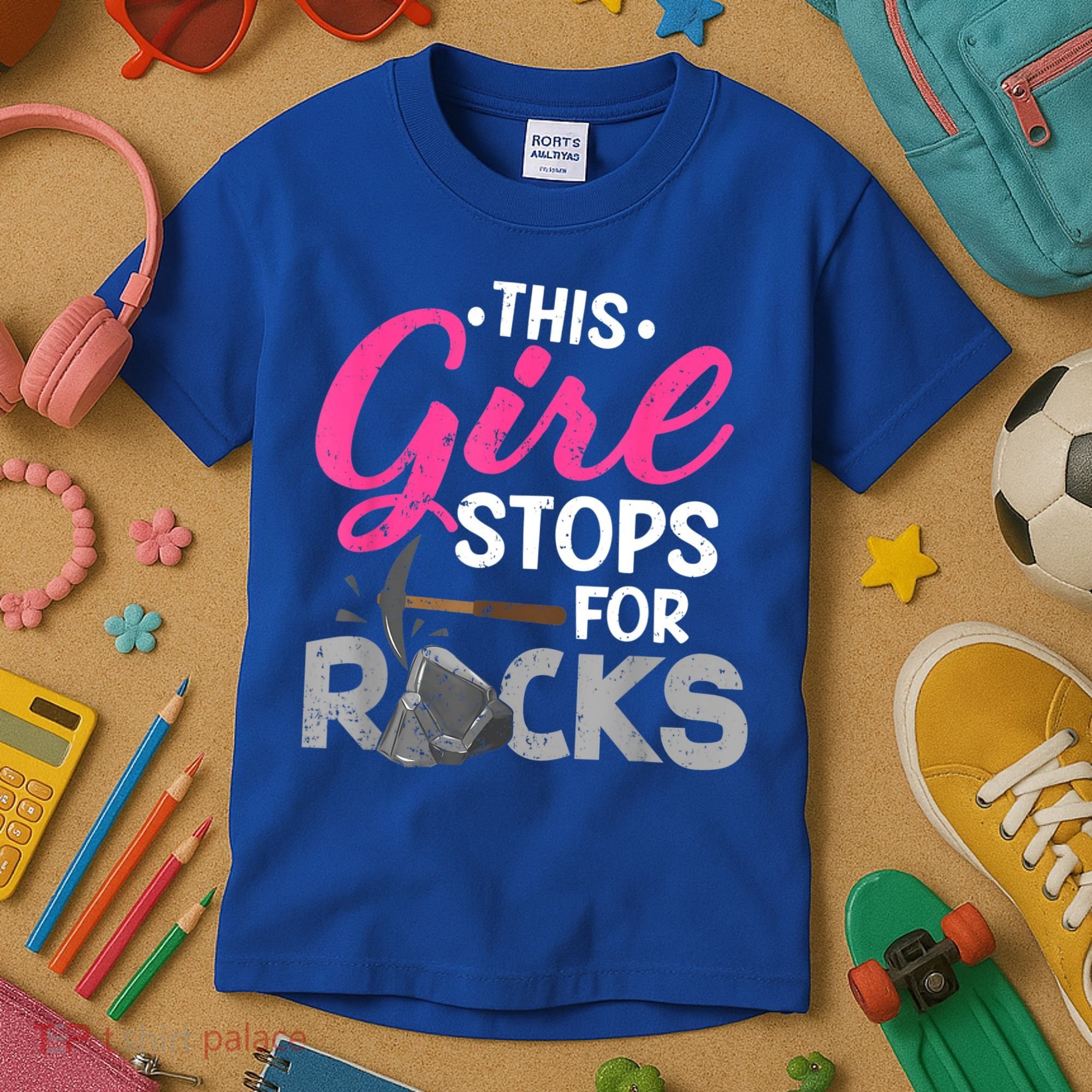 This Girl Stops For Rocks Rock Collector Geode Hunter Kids T-Shirt