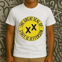 The Great Seal Of The State Of Jefferson Flag Print T-Shirt thumb 3