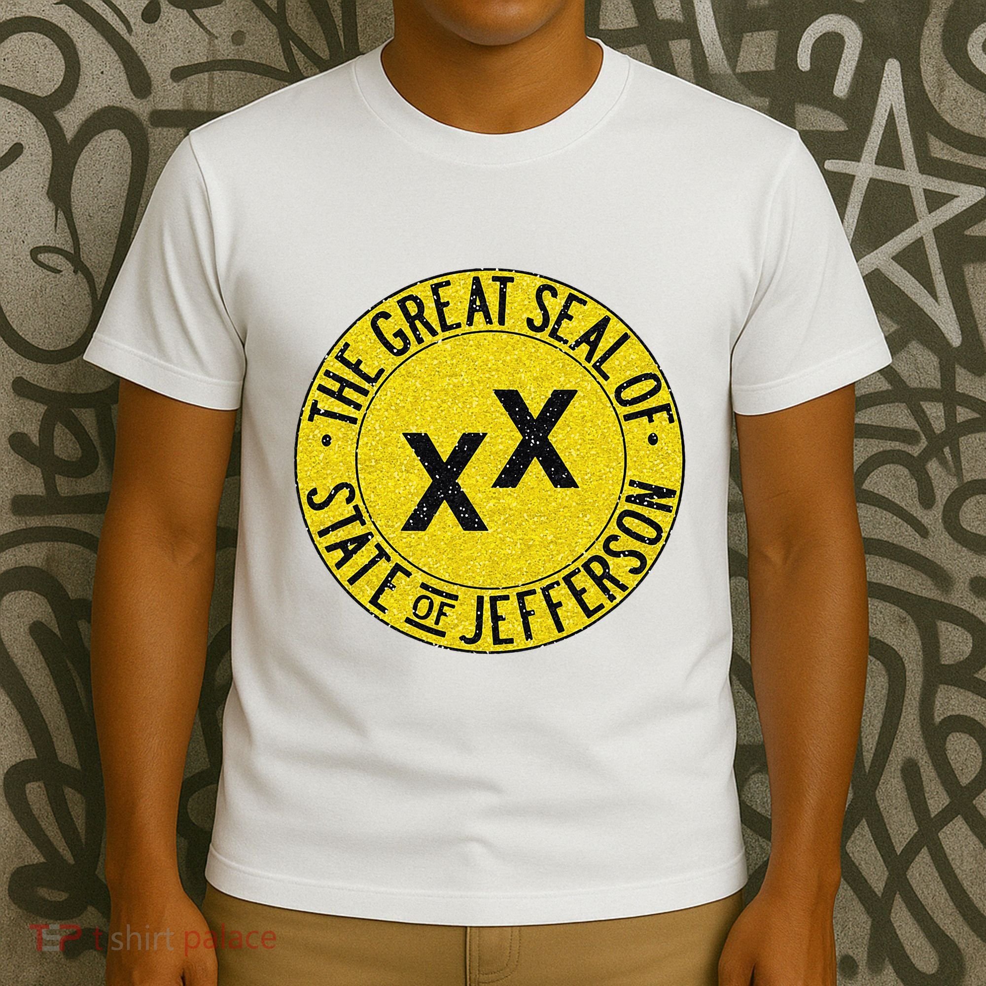 The Great Seal Of The State Of Jefferson Flag Print T-Shirt