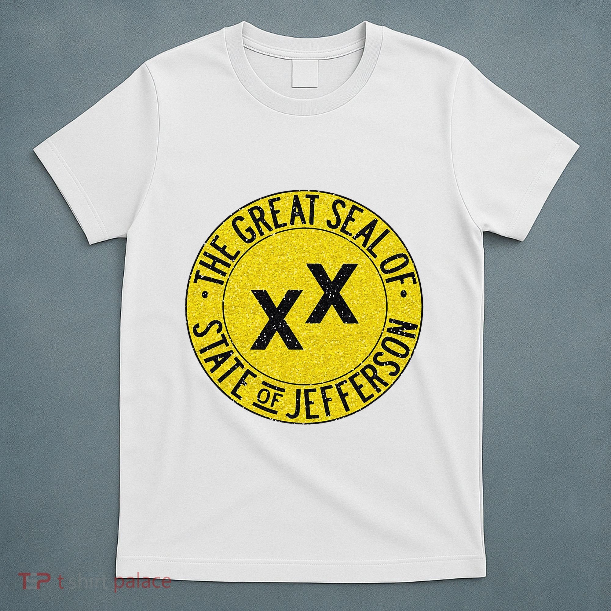 The Great Seal Of The State Of Jefferson Flag Print T-Shirt