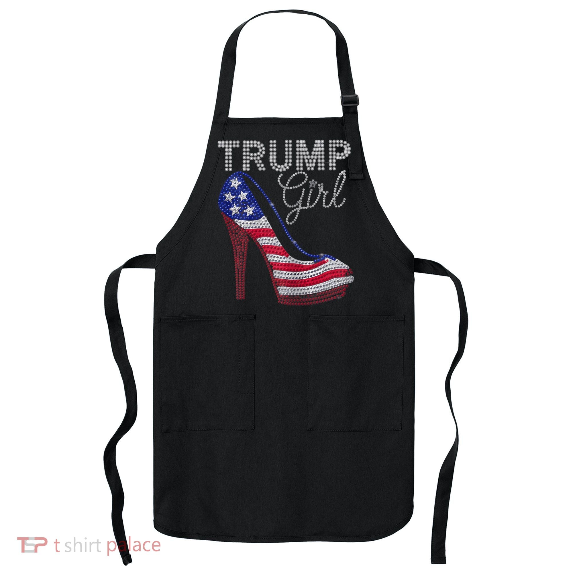 Trump Girl Stilettos High Heel American Flag Bling Apron