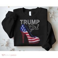 Trump Girl Stilettos High Heel American Flag Bling Sweatshirt thumb 2