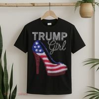Trump Girl Stilettos High Heel American Flag Bling T-Shirt thumb 2