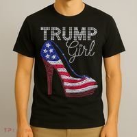 Trump Girl Stilettos High Heel American Flag Bling T-Shirt thumb 3