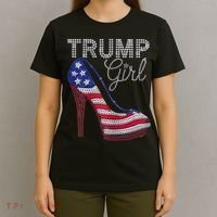 Trump Girl Stilettos High Heel American Flag Bling T-Shirt thumb 4