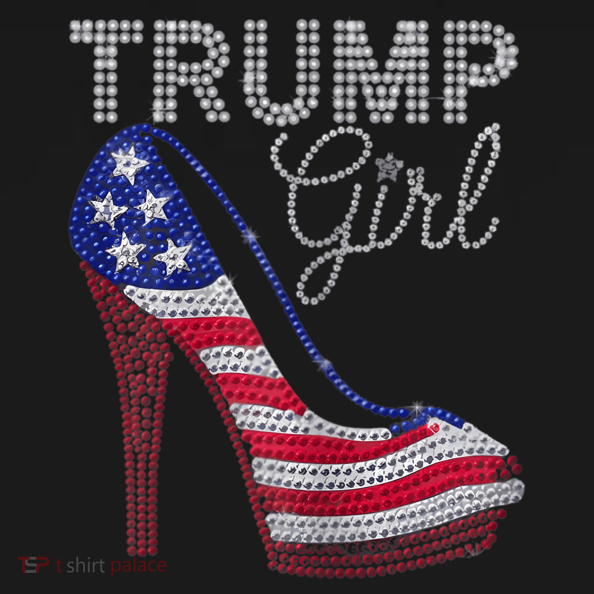 Trump Girl Stilettos High Heel American Flag Bling Polo