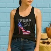 Trump Girl Stilettos High Heel American Flag Bling Women's Tank Top thumb 2