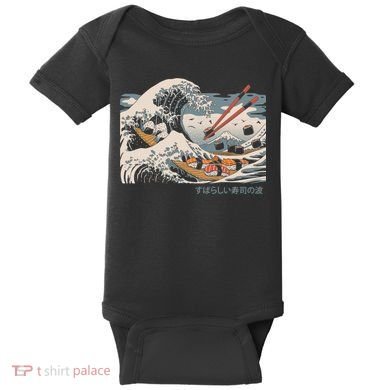 The Great Sushi Wave Baby Bodysuit