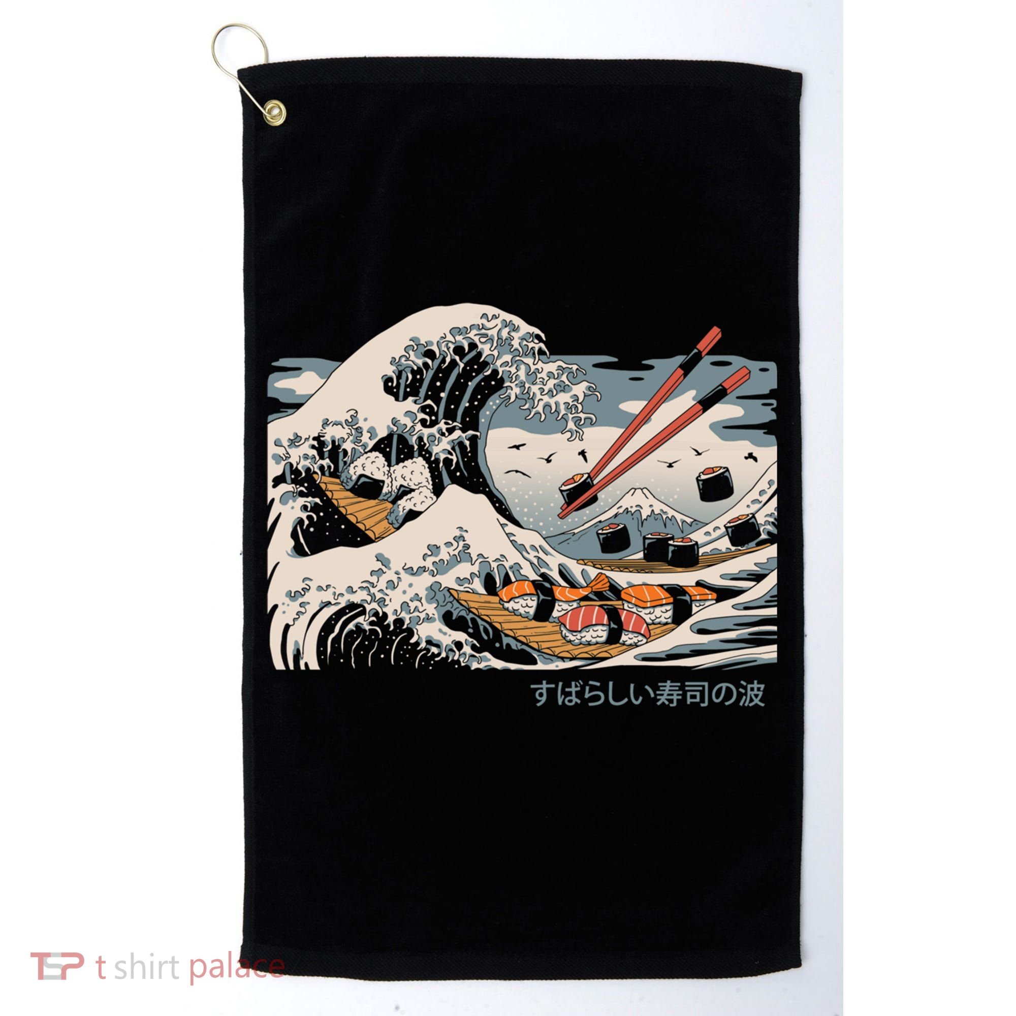 The Great Sushi Wave Golf Towel