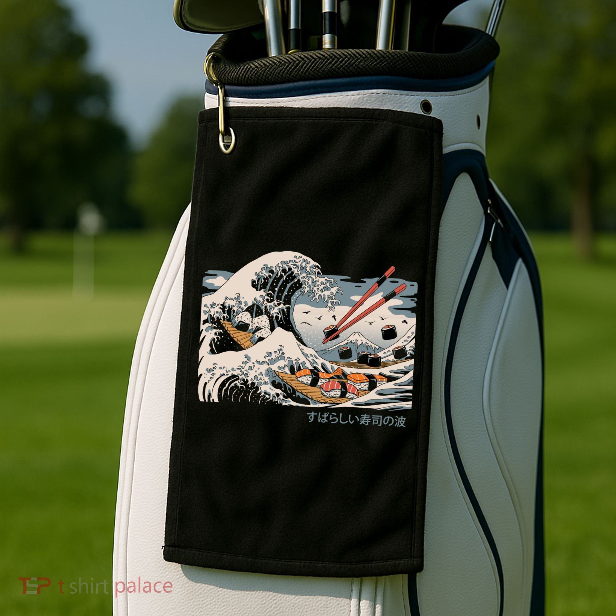 The Great Sushi Wave Golf Towel