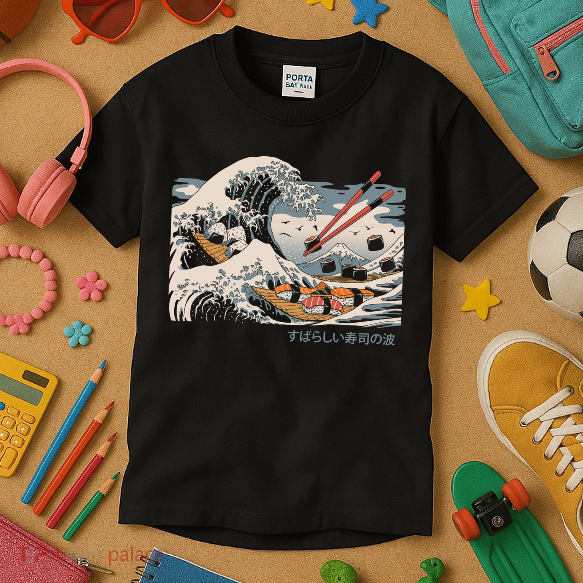 The Great Sushi Wave Kids T-Shirt