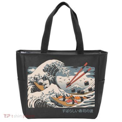 The Great Sushi Wave Tote Bag