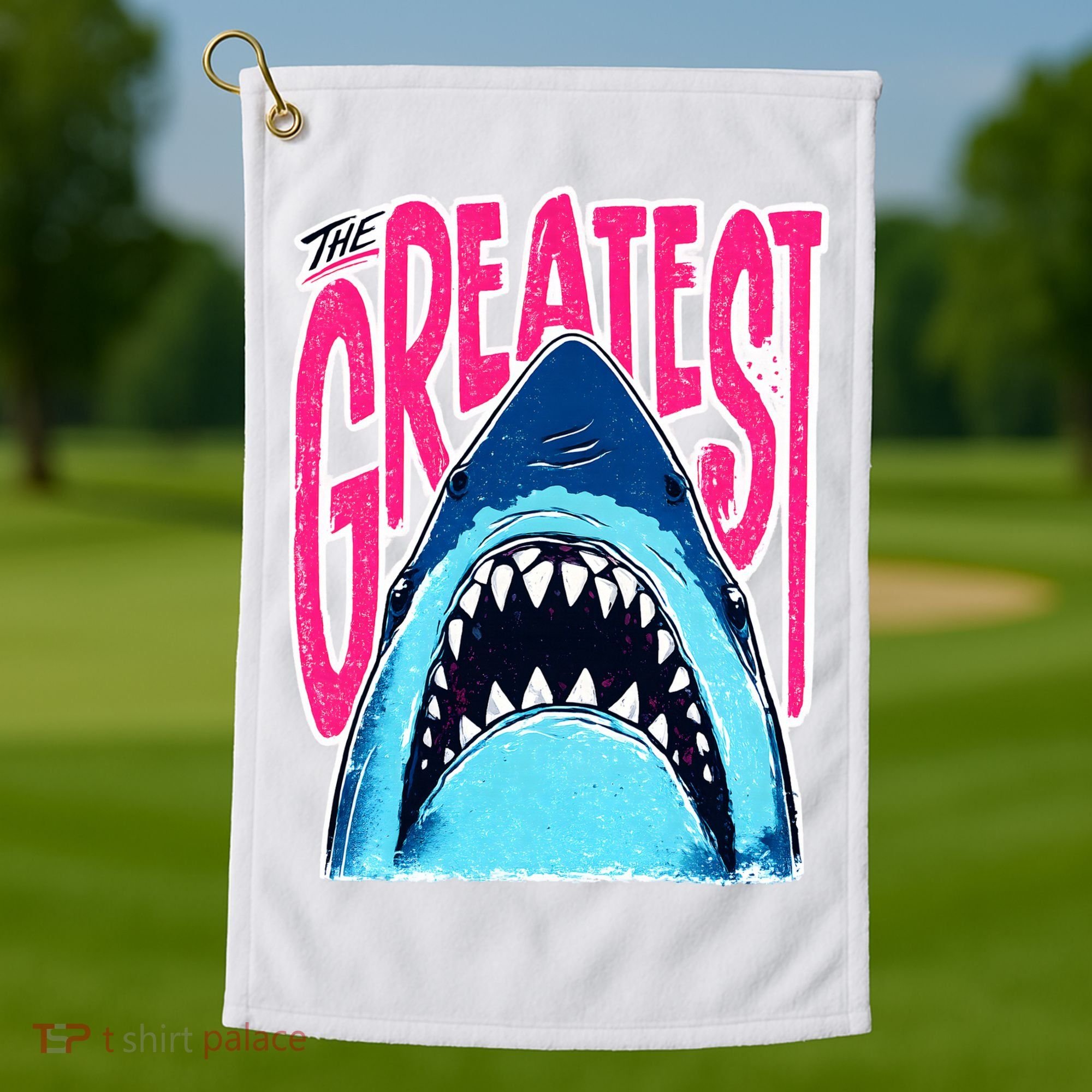 The Greatest Shark Great White Golf Towel