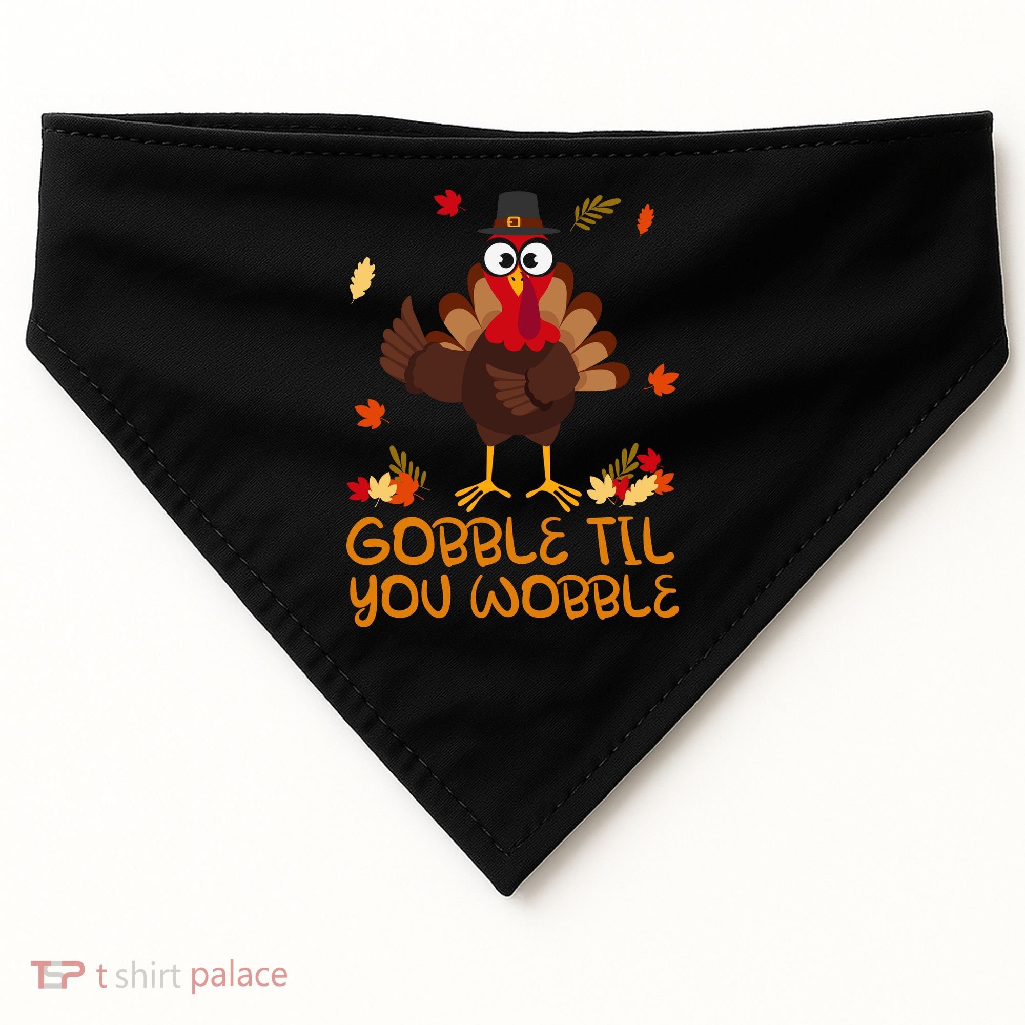 Thanksgiving Gobble Til You Wobble Turkey USA-Made Doggie Bandana