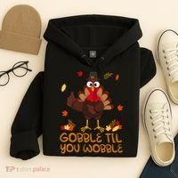 Thanksgiving Gobble Til You Wobble Turkey Hoodie thumb 4