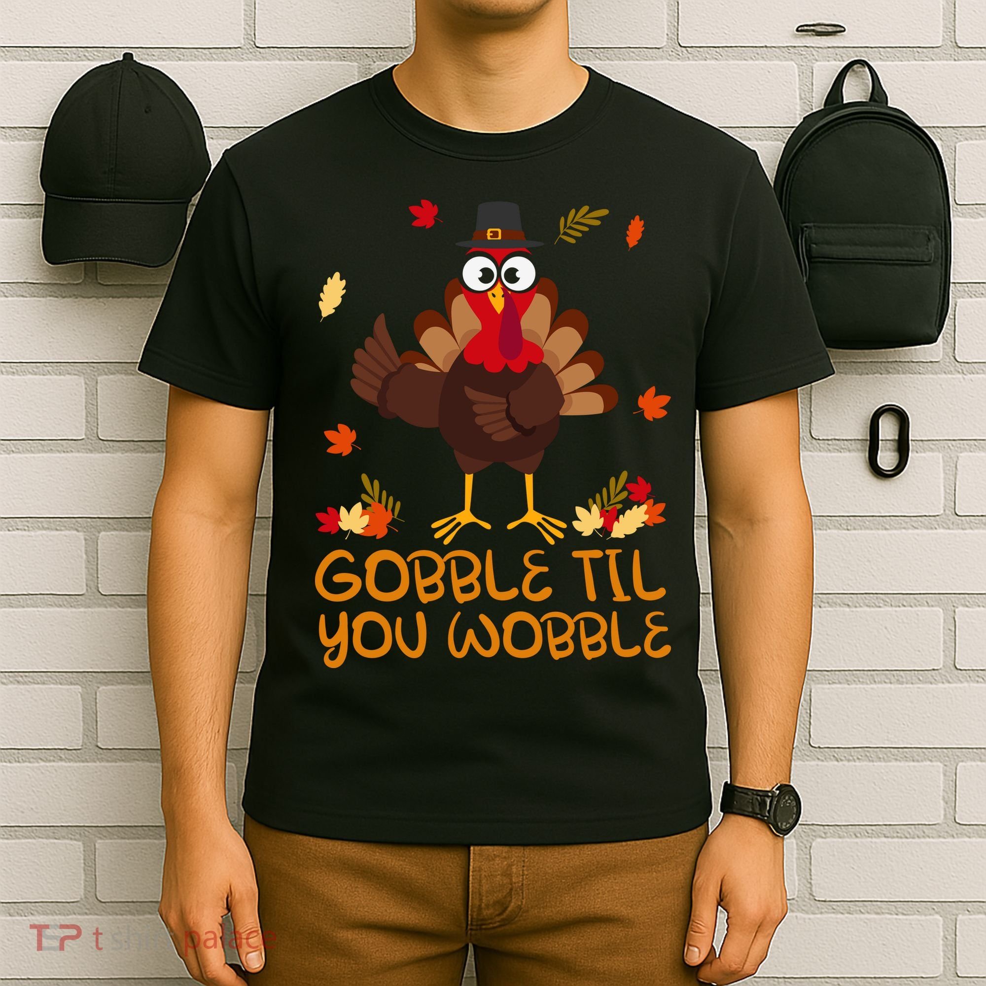 Thanksgiving Gobble Til You Wobble Turkey T-Shirt