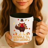 Thanksgiving Gobble Til You Wobble Turkey Coffee Mug thumb 3