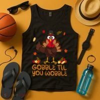 Thanksgiving Gobble Til You Wobble Turkey Tank Top thumb 4