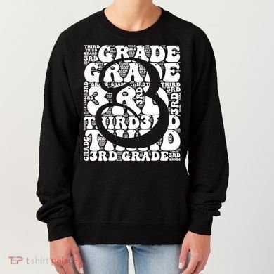 Typography Groovy Third Grade Teacher Back To School Women's Sweatshirt