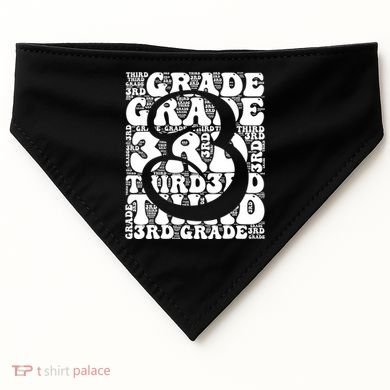 Typography Groovy Third Grade Teacher Back To School USA-Made Doggie Bandana