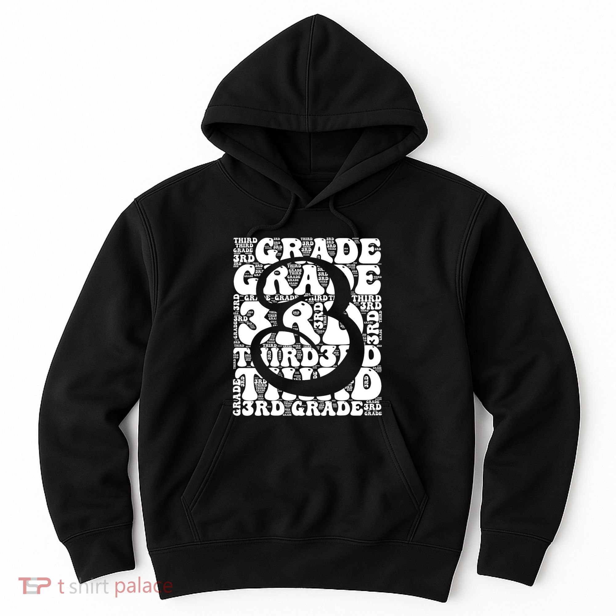 Typography Groovy Third Grade Teacher Back To School Hoodie