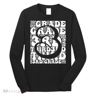 Typography Groovy Third Grade Teacher Back To School Long Sleeve Shirt