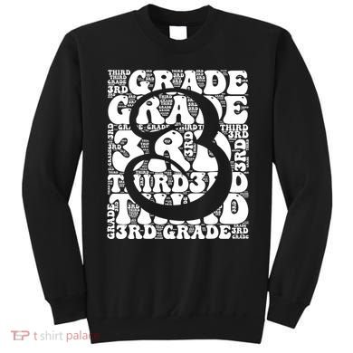 Typography Groovy Third Grade Teacher Back To School Sweatshirt