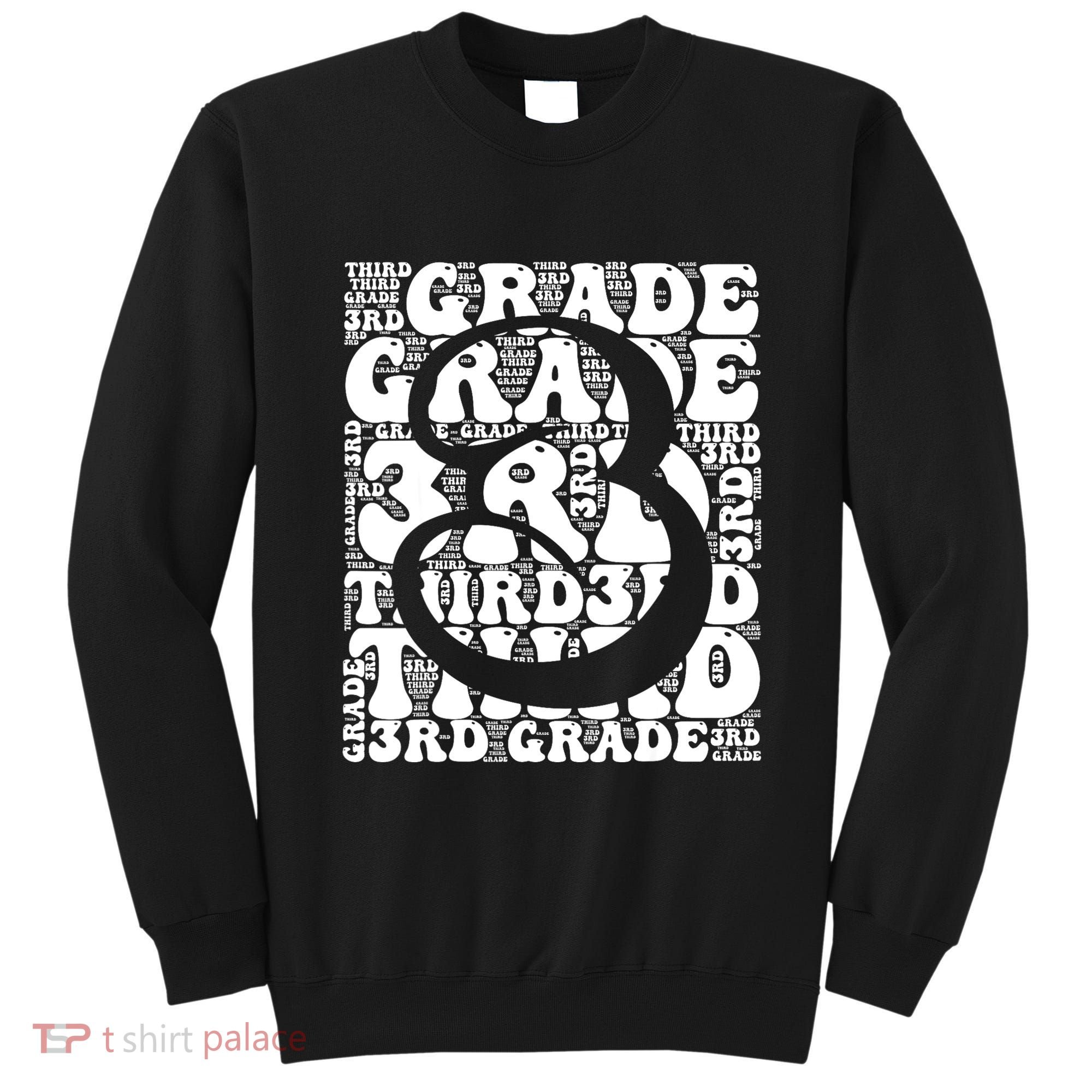 Typography Groovy Third Grade Teacher Back To School Sweatshirt