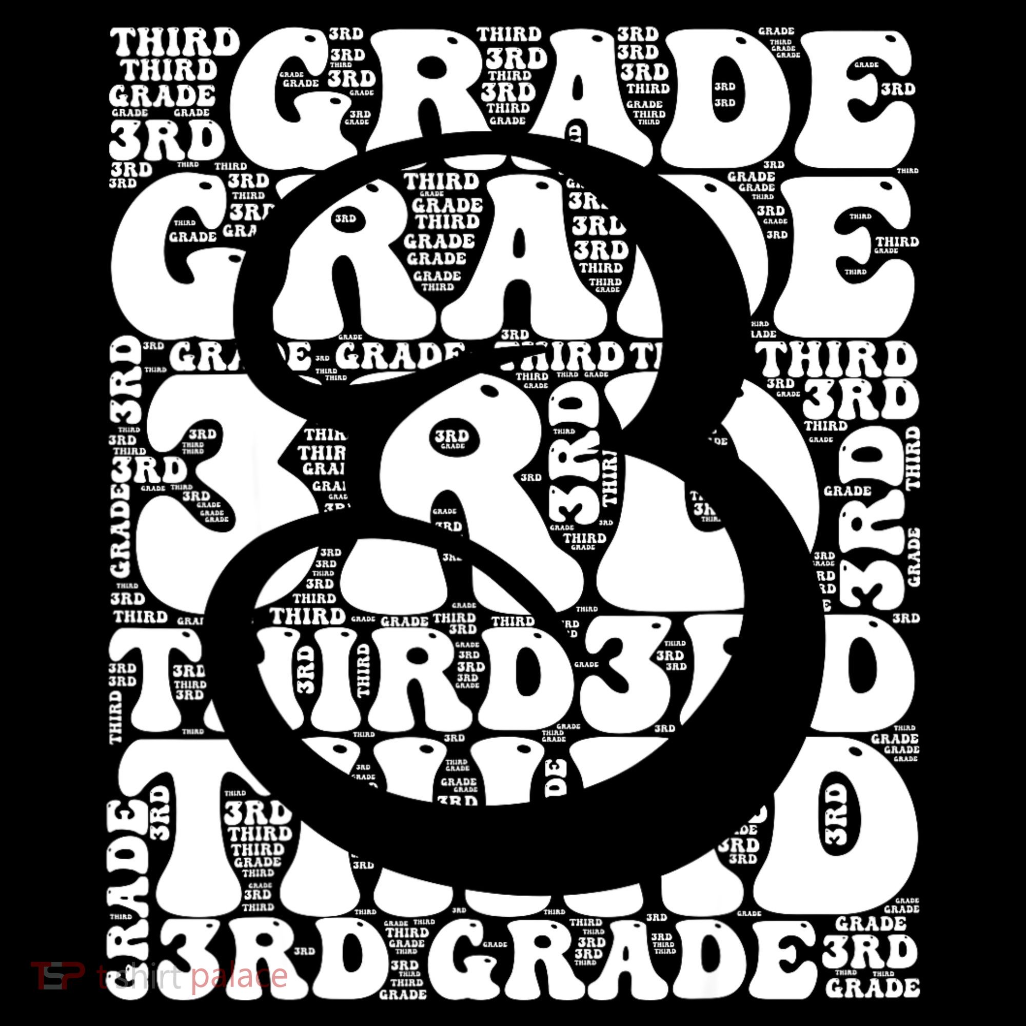 Typography Groovy Third Grade Teacher Back To School Sweatshirt