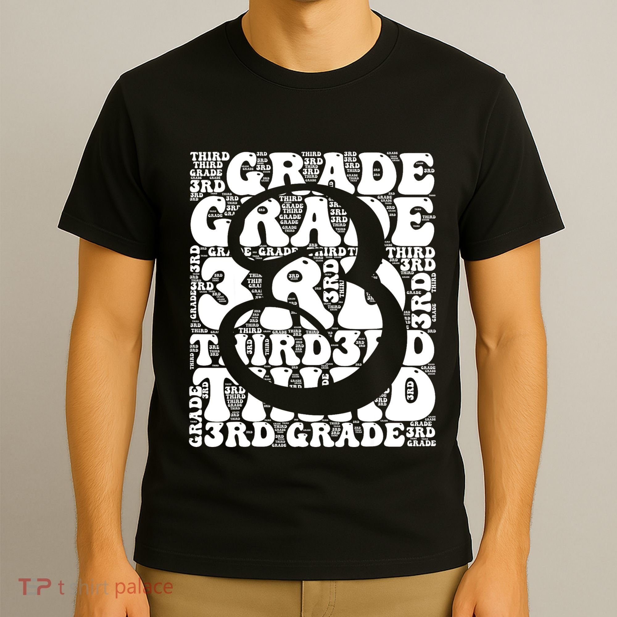 Typography Groovy Third Grade Teacher Back To School T-Shirt