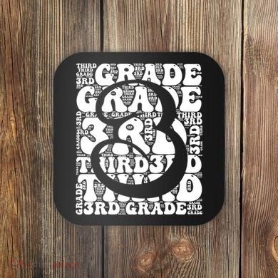 Typography Groovy Third Grade Teacher Back To School Coaster