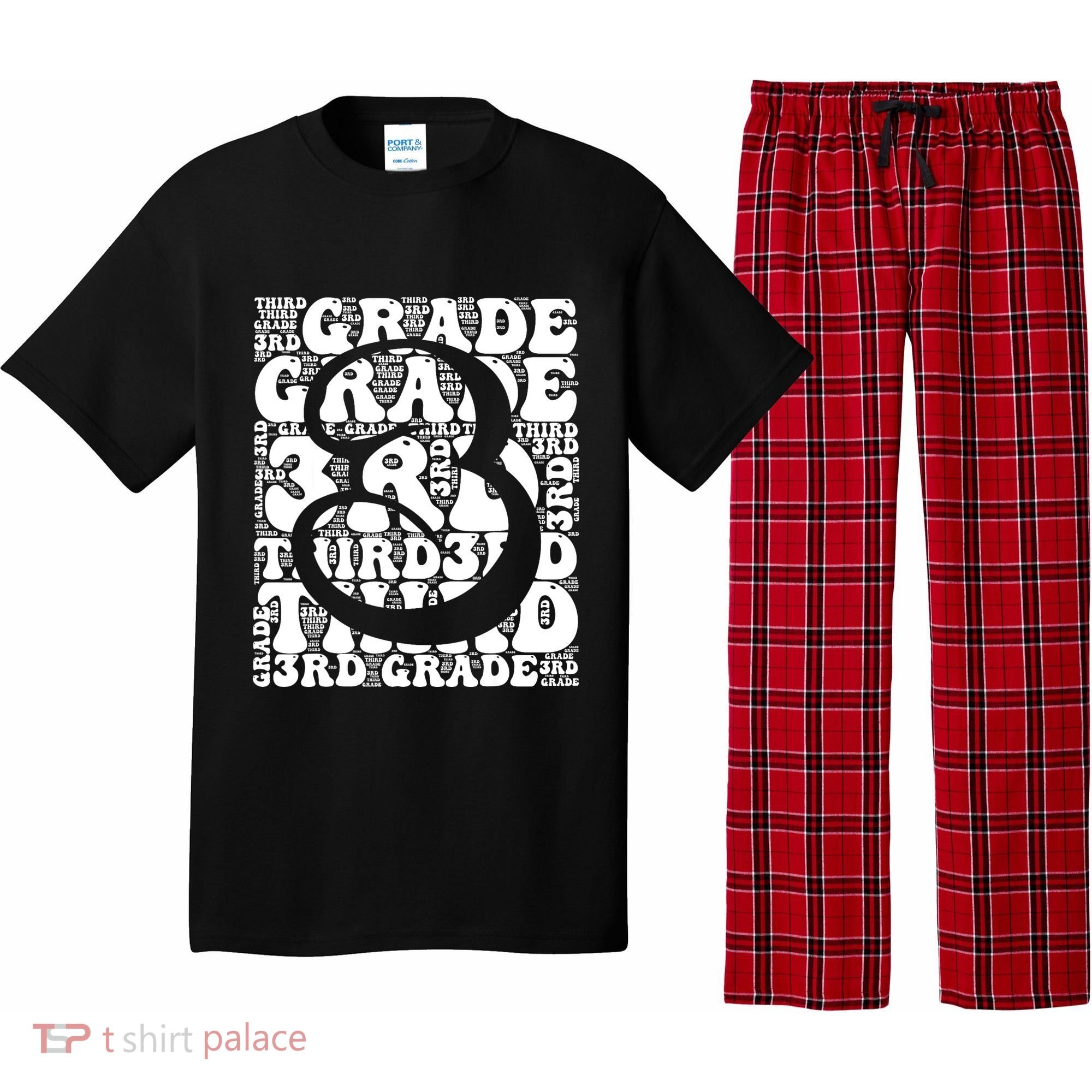 Typography Groovy Third Grade Teacher Back To School Pajama Set