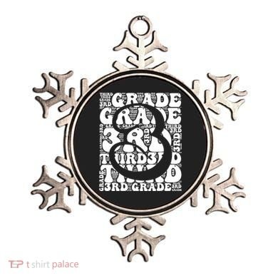 Typography Groovy Third Grade Teacher Back To School Ornament