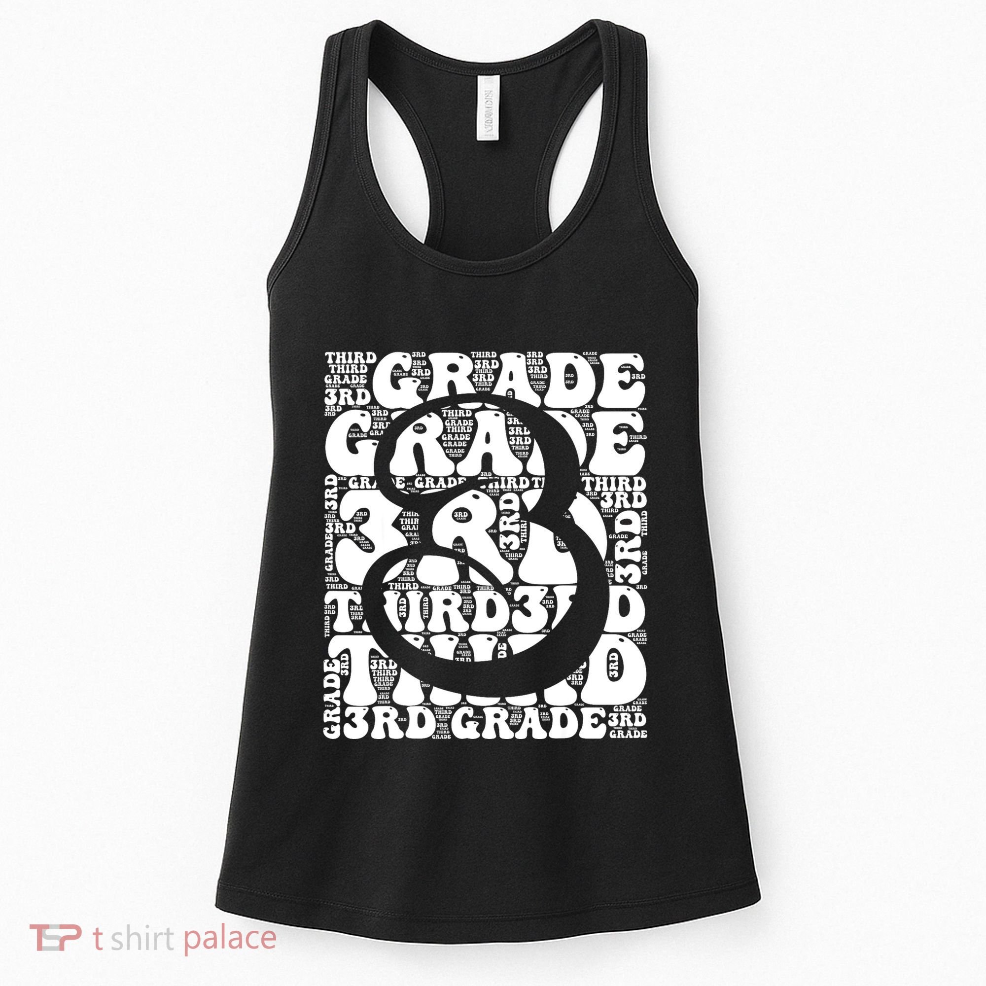Typography Groovy Third Grade Teacher Back To School Women's Tank Top
