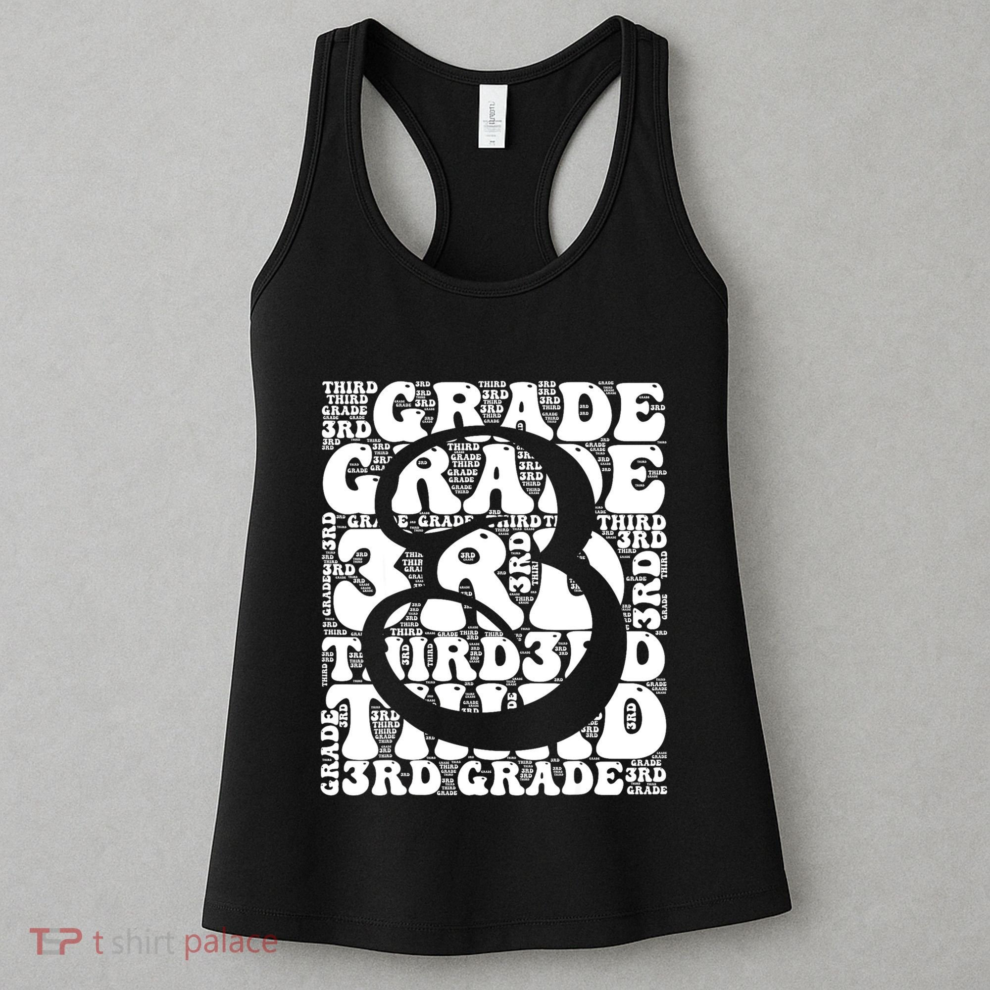 Typography Groovy Third Grade Teacher Back To School Women's Tank Top