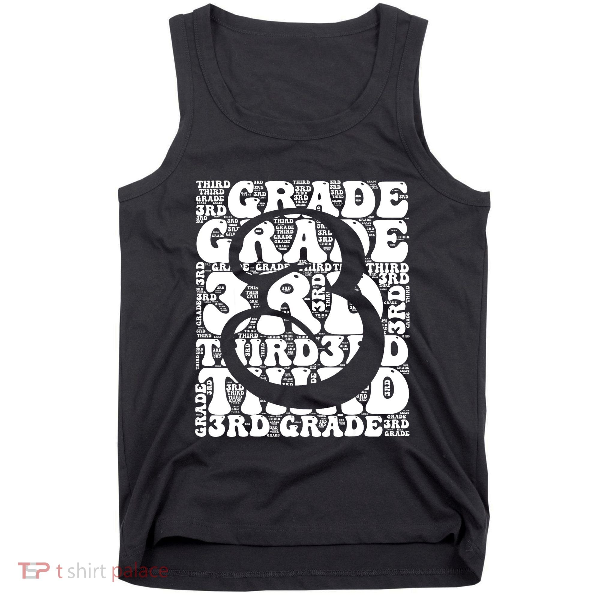 Typography Groovy Third Grade Teacher Back To School Tank Top