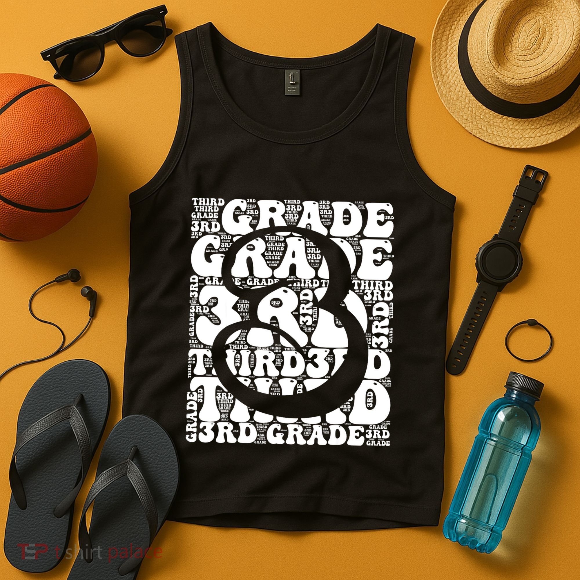 Typography Groovy Third Grade Teacher Back To School Tank Top