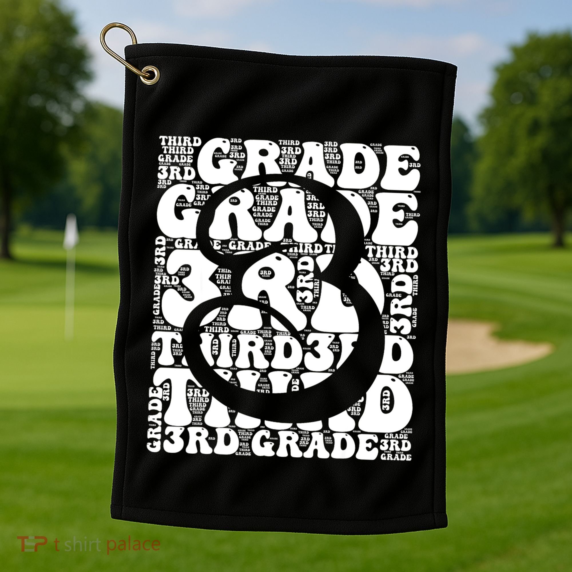 Typography Groovy Third Grade Teacher Back To School Golf Towel