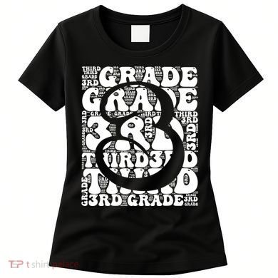 Typography Groovy Third Grade Teacher Back To School Women's T-Shirt
