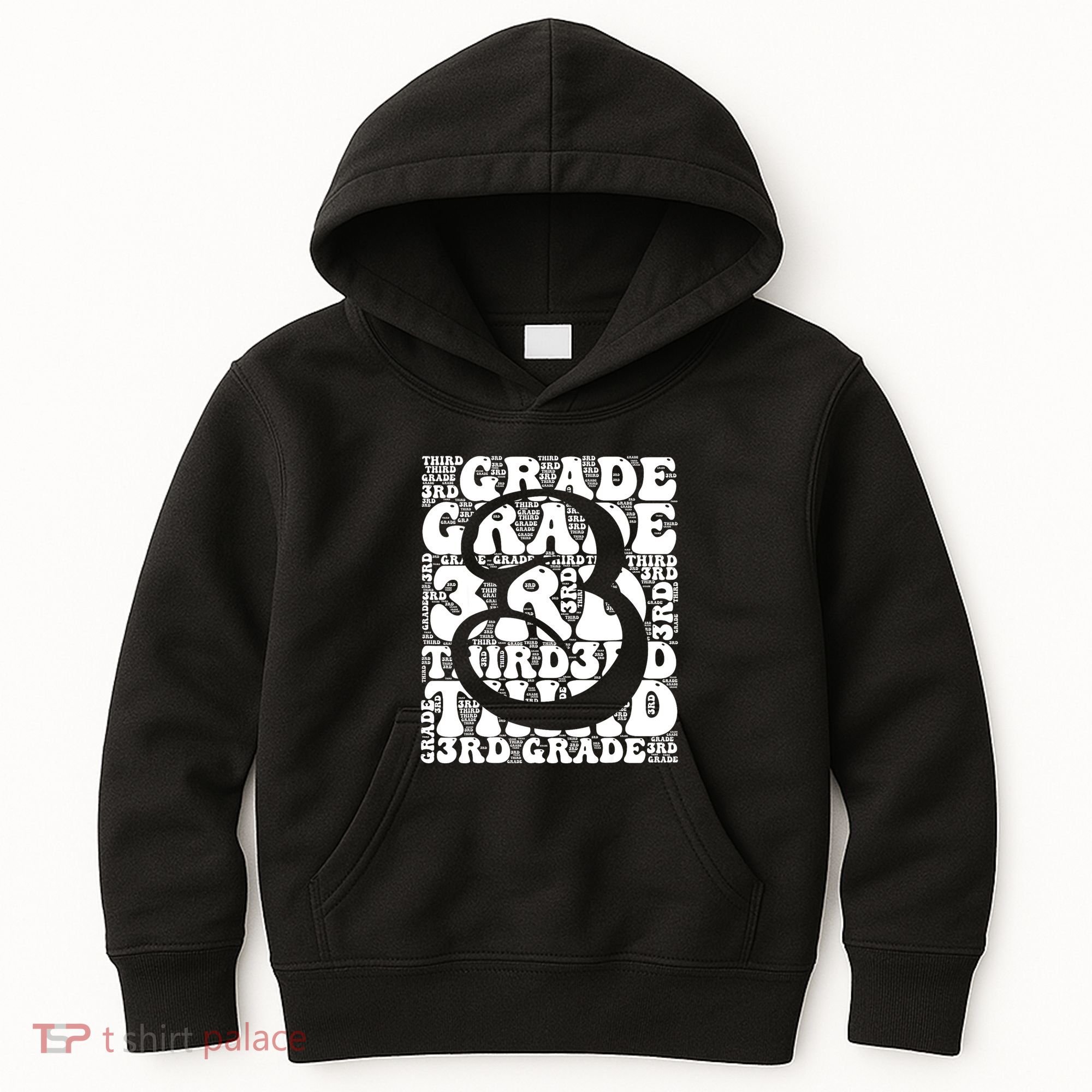 Typography Groovy Third Grade Teacher Back To School Kids Hoodie