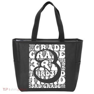 Typography Groovy Third Grade Teacher Back To School Tote Bag