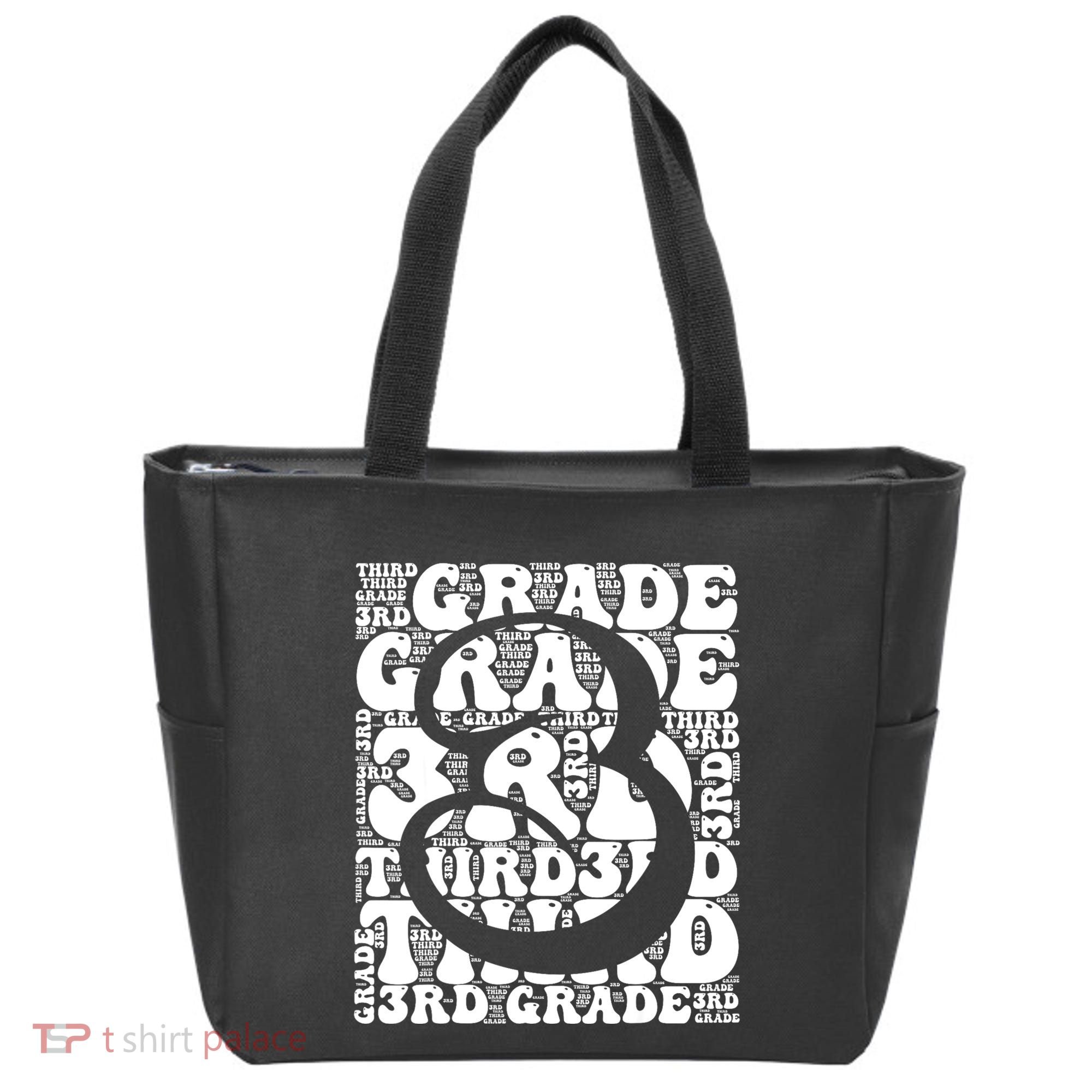 Typography Groovy Third Grade Teacher Back To School Tote Bag