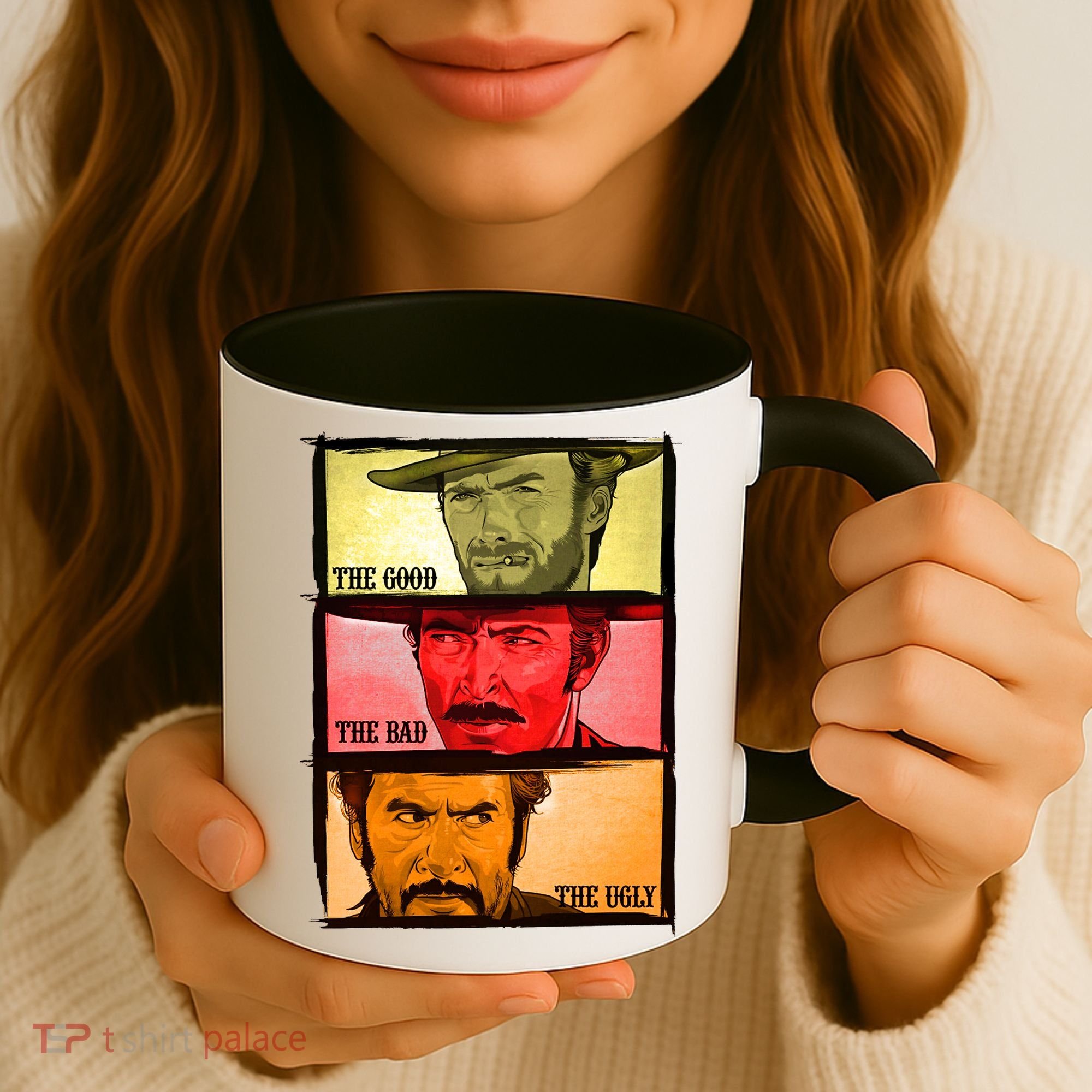 The Good, The Bad, & The Ugly Blondie, Tuco And Angle Eyes Coffee Mug