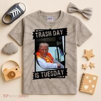 Trump Garbage Truck Trash Day Is Tuesday Kids Tie-Dye T-Shirt thumb 2