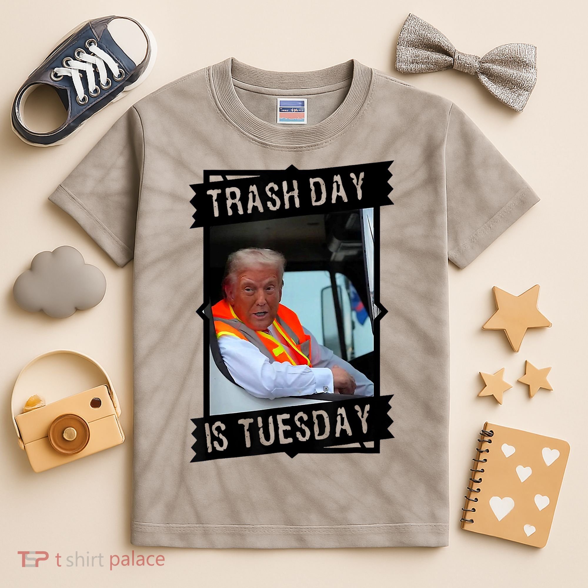 Trump Garbage Truck Trash Day Is Tuesday Kids Tie-Dye T-Shirt